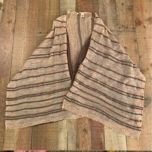 Anthropologie Moth knit and silk cardigan sweater in tan brown pink -S/M